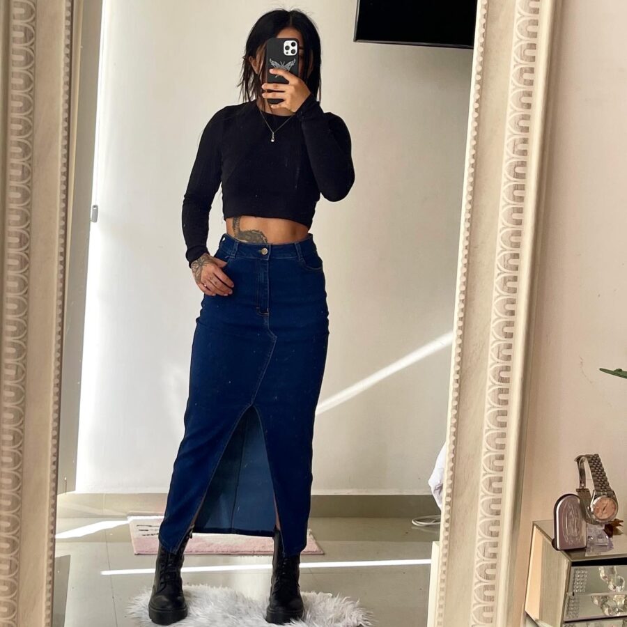 FALDA DENIM LARGA - Imagen 2